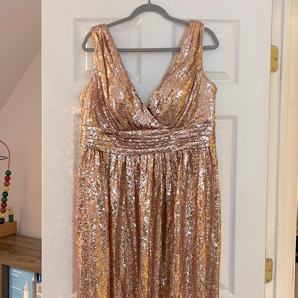 Etsy Dresses & Skirts - Floor length 61.5” rose gold evening gown. Fully cleaned, working hidden zipper.